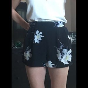 Black Floral Shorts